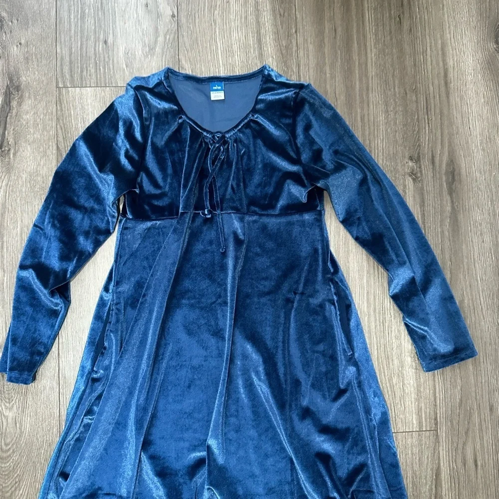 Old Navy Navy Blue Velvet Long-Sleeve Dress for Girls